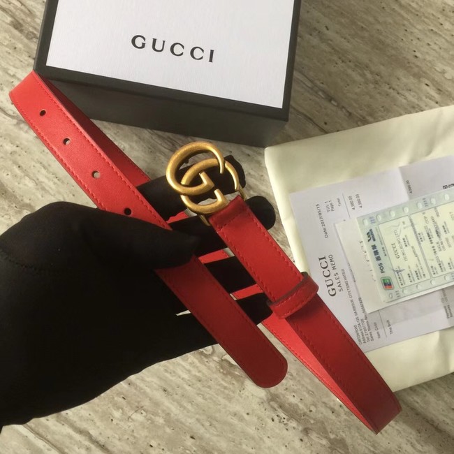 Gucci Leather belt with Double G buckle 409417 red