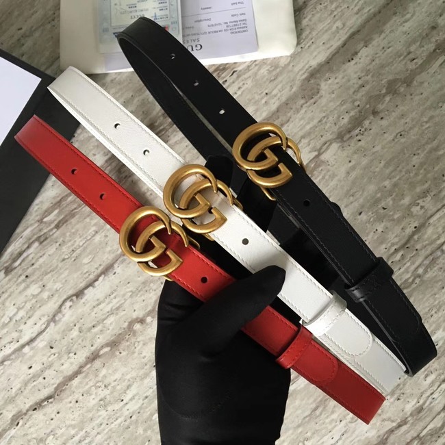 Gucci Leather belt with Double G buckle 409417 red