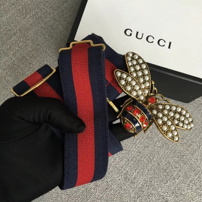 Gucci Sylvie Web belt with bee 453277 red&blue