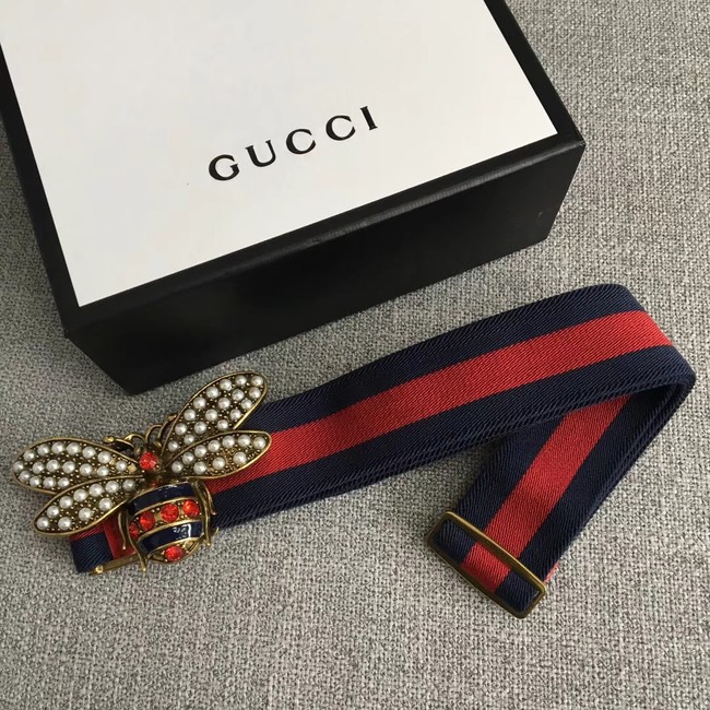 Gucci Sylvie Web belt with bee 453277 red&blue