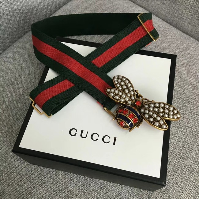 Gucci Sylvie Web belt with bee 453277 red&green