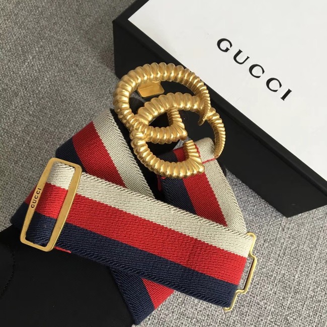 Gucci Web elastic belt with torchon Double G buckle 524101 red&white&blue