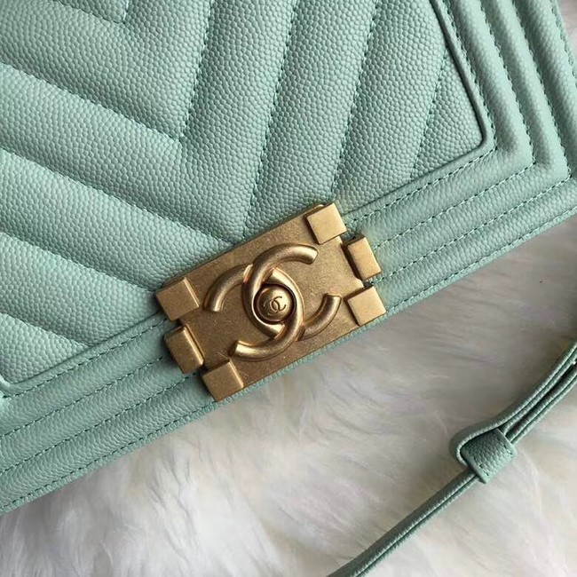 Chanel Leboy Original Caviar leather Shoulder Bag A67085 Light green gold chain