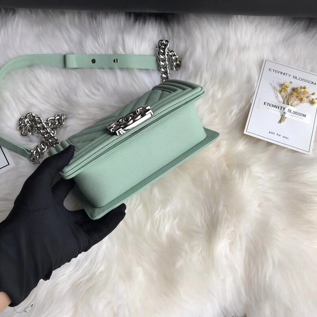 Chanel Leboy Original Caviar leather Shoulder Bag A67085 Light green silver chain