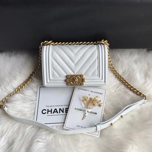 Chanel Leboy Original Caviar leather Shoulder Bag A67085 white gold chain