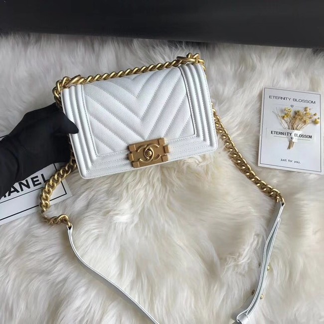 Chanel Leboy Original Caviar leather Shoulder Bag A67085 white gold chain