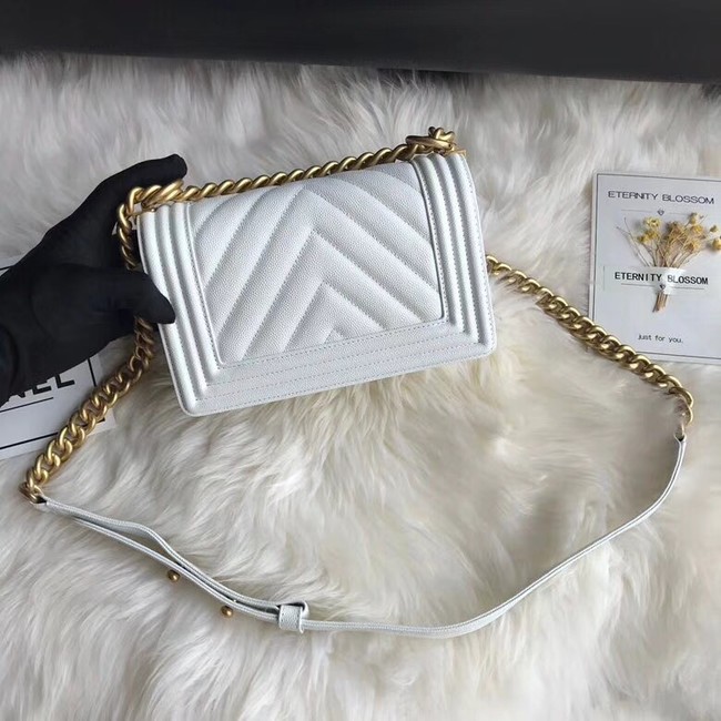 Chanel Leboy Original Caviar leather Shoulder Bag A67085 white gold chain