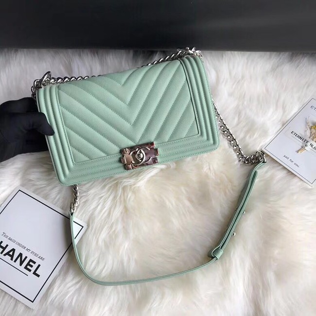 Chanel Leboy Original Caviar leather Shoulder Bag A67086 Light green silver chain