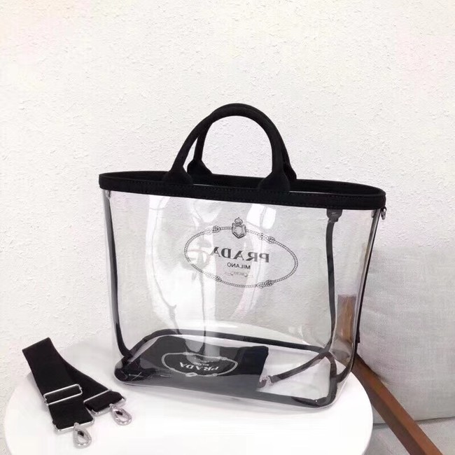 Prada Fabric and Plexiglas handbag large size 1BG164 black