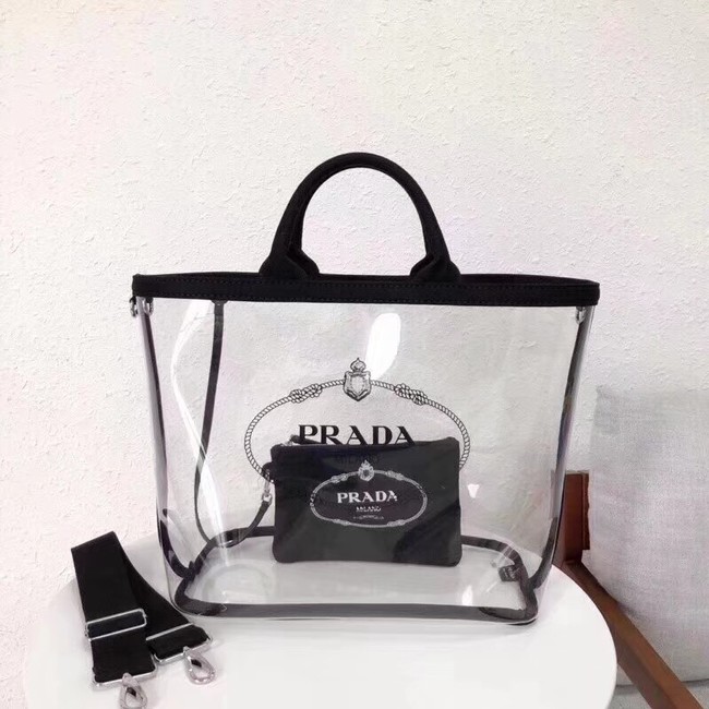 Prada Fabric and Plexiglas handbag large size 1BG164 black