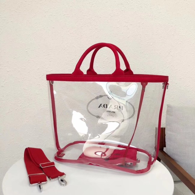 Prada Fabric and Plexiglas handbag large size 1BG164 red 