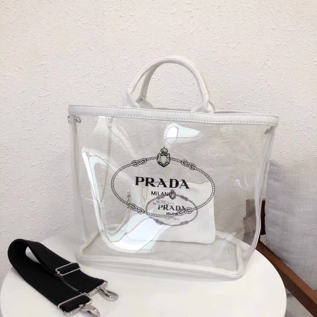 Prada Fabric and Plexiglas handbag large size 1BG164 white