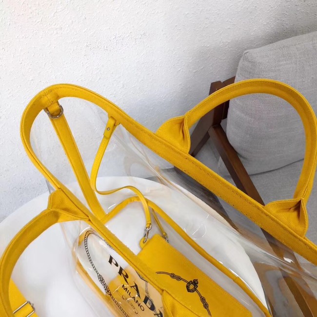 Prada Fabric and Plexiglas handbag large size 1BG164  yellow