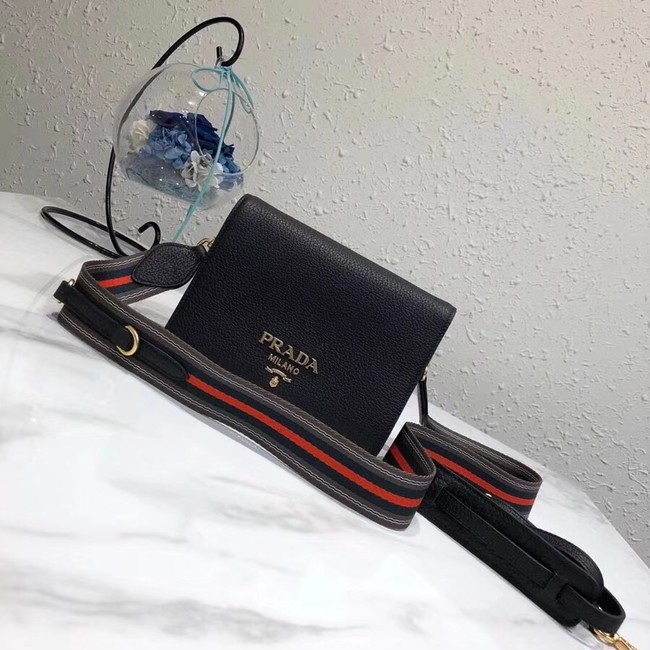 Prada calf leather shoulder bag 1BD102 black