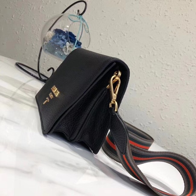 Prada calf leather shoulder bag 1BD102 black