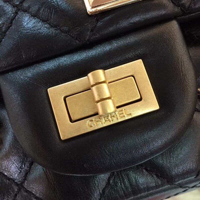 Chanel 2.55 Handbag Aged Calfskin Charms & Gold-Tone Metal C37586 Black