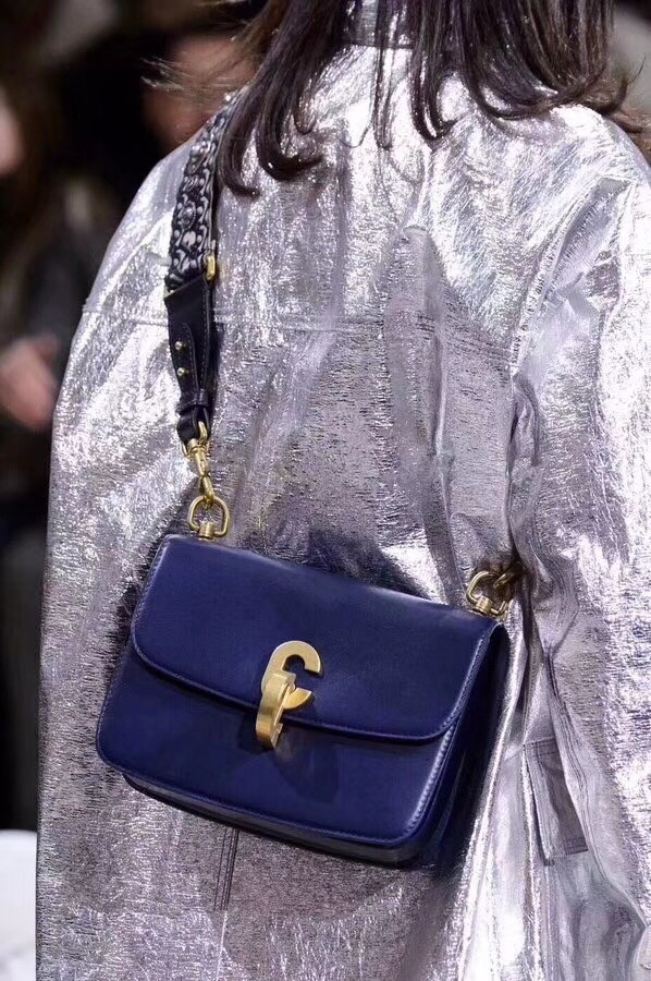 DIOR 21ST FLAP BAG IN BLUE LAMBSKIN