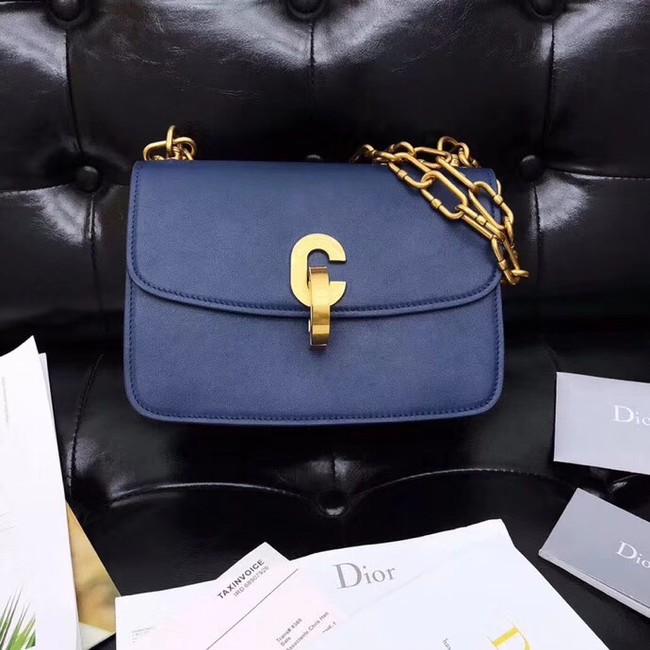 DIOR 21ST FLAP BAG IN BLUE LAMBSKIN