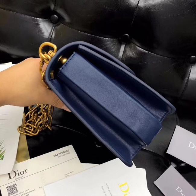 DIOR 21ST FLAP BAG IN BLUE LAMBSKIN