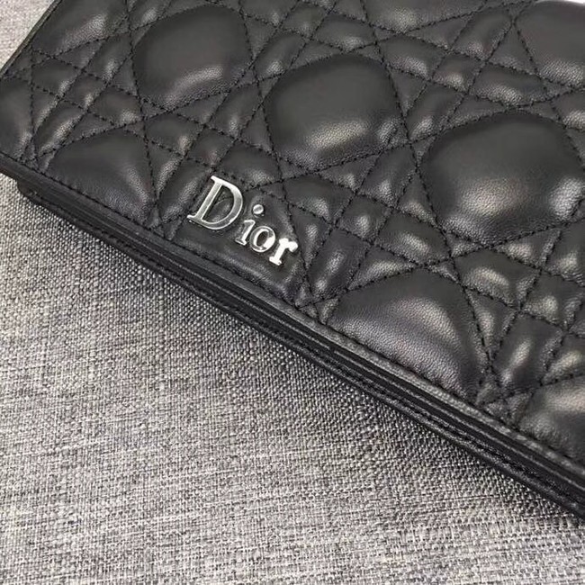 LADY DIOR CLUTCH IN BLACK CANNAGE LAMBSKIN S0204