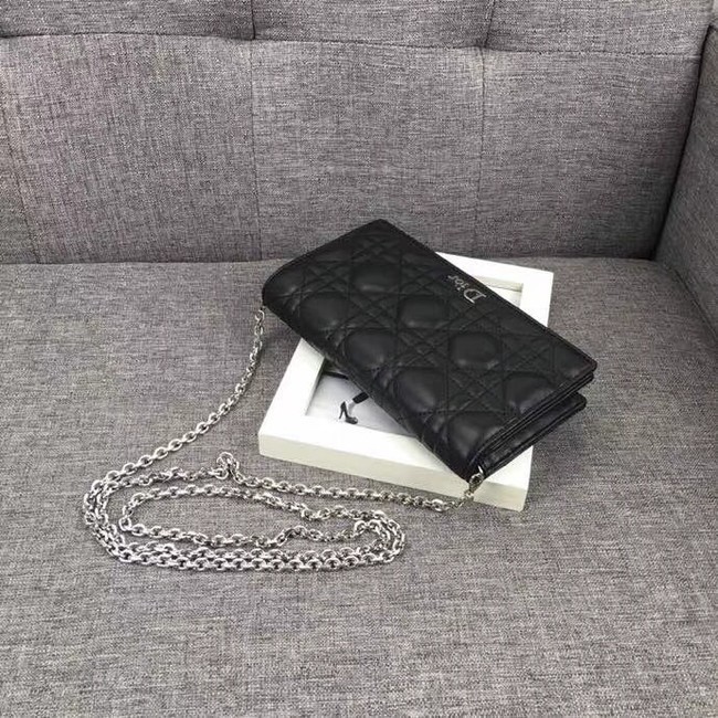 LADY DIOR CLUTCH IN BLACK CANNAGE LAMBSKIN S0204