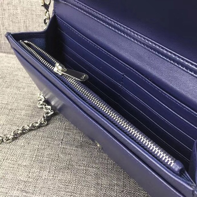 LADY DIOR CLUTCH IN BLUE CANNAGE LAMBSKIN S0204