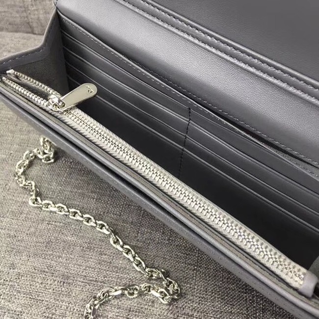 LADY DIOR CLUTCH IN GREY CANNAGE LAMBSKIN S0204