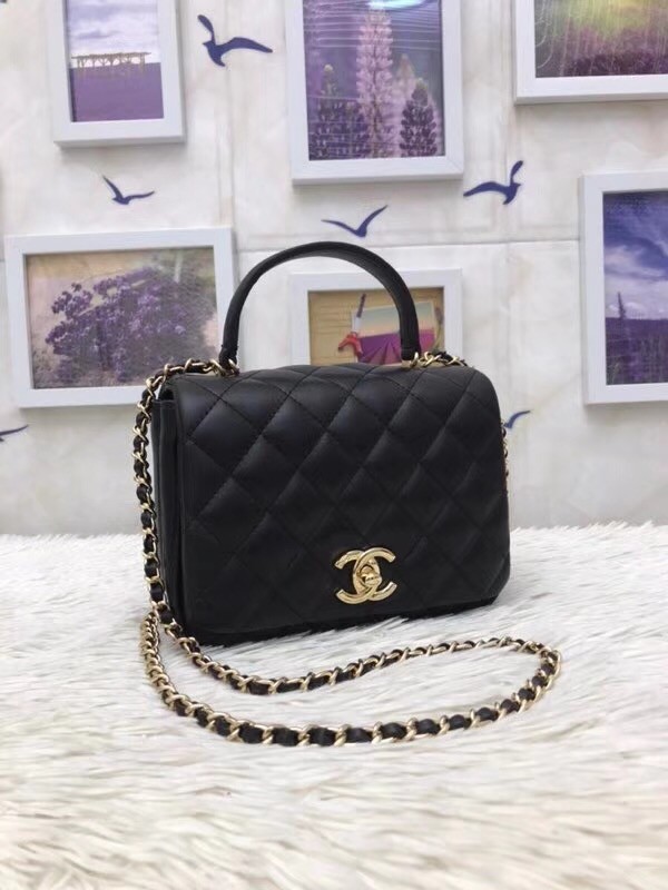 Chanel Original Lambskin Flap Bag with Top Handle A57069 black