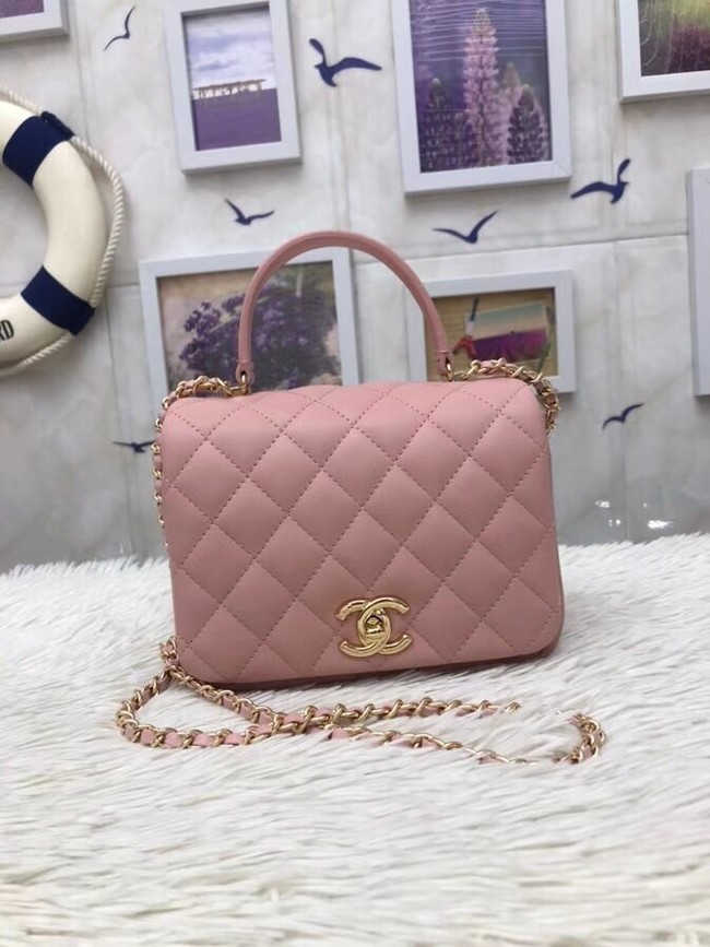 Chanel Original Lambskin Flap Bag with Top Handle A57069 pink