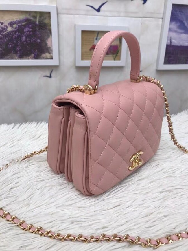 Chanel Original Lambskin Flap Bag with Top Handle A57069 pink