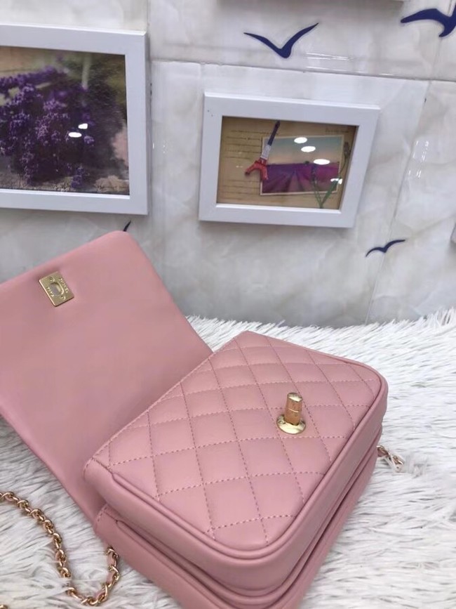 Chanel Original Lambskin Flap Bag with Top Handle A57069 pink