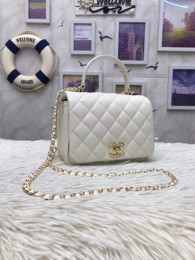 Chanel Original Lambskin Flap Bag with Top Handle A57069 white