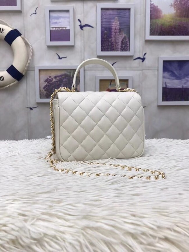 Chanel Original Lambskin Flap Bag with Top Handle A57069 white