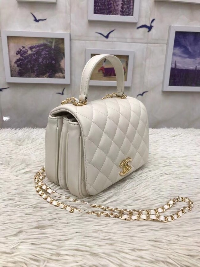 Chanel Original Lambskin Flap Bag with Top Handle A57069 white