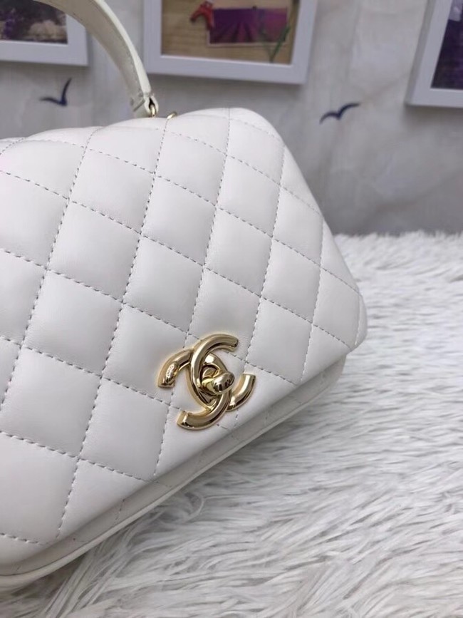 Chanel Original Lambskin Flap Bag with Top Handle A57069 white