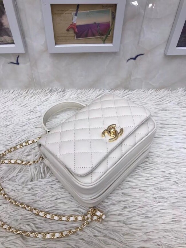 Chanel Original Lambskin Flap Bag with Top Handle A57069 white