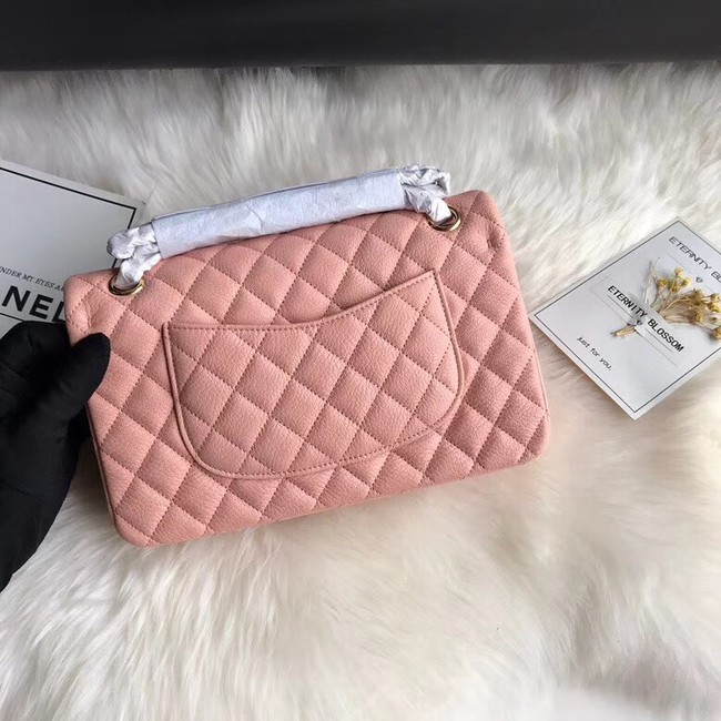 Chanel Flap Shoulder Bag Original Deer leather A1112 pink gold chain