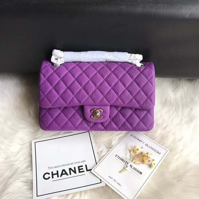 Chanel Flap Shoulder Bag Original Deer leather A1112 purple silver chain