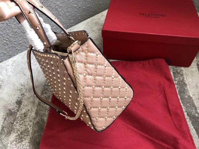 VALENTINO Candystud quilted leather tote 0061 light pink