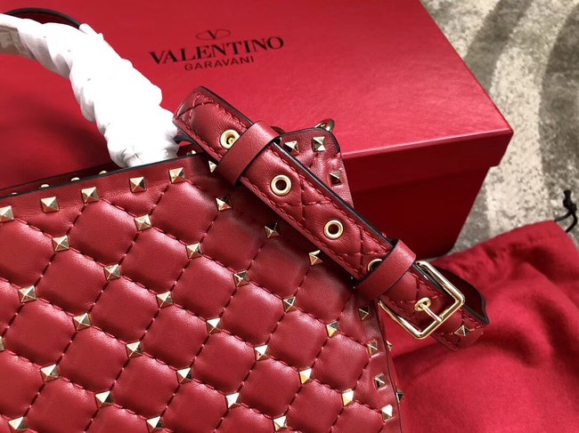 VALENTINO Candystud quilted leather tote 0061 red