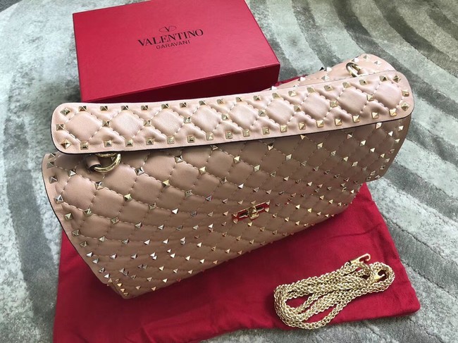 VALENTINO Spike quilted leather large shoulder bag 0027 pink