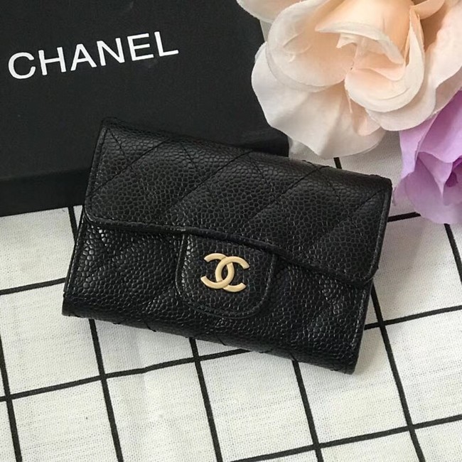 Chanel Classic Card Holder A31504 black gold-Tone Metal