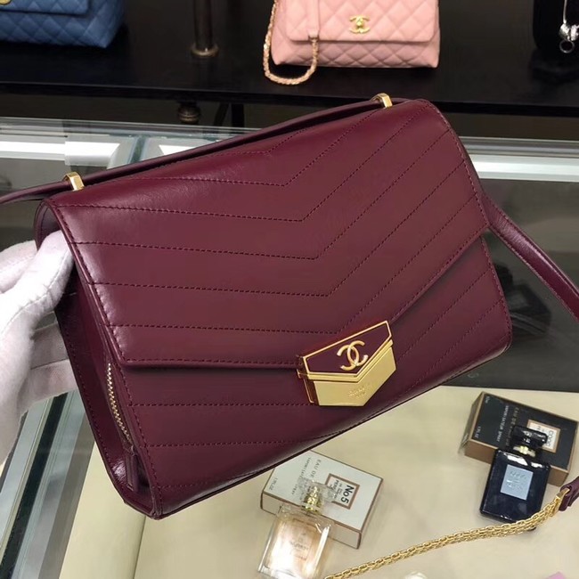 Chanel Flap Bag Calfskin & Gold-Tone Metal A57491 fuchsia