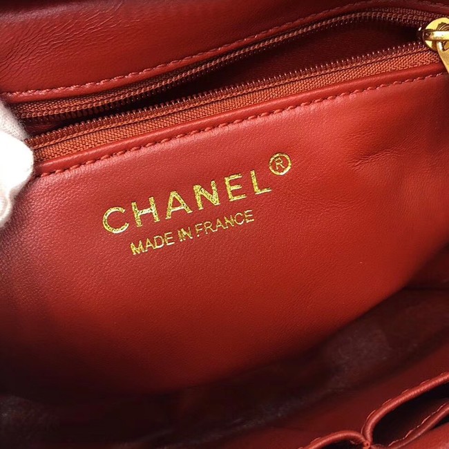 Chanel Flap Bag Calfskin & Gold-Tone Metal A57491 red