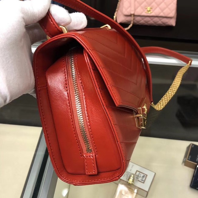 Chanel Flap Bag Calfskin & Gold-Tone Metal A57491 red