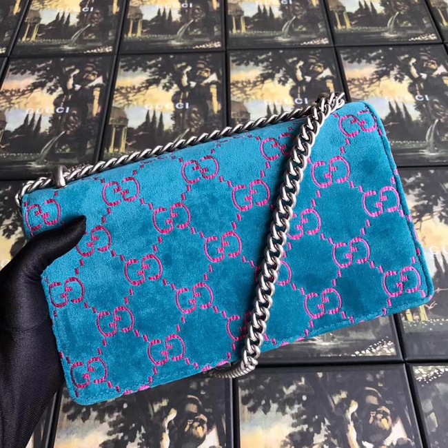 Gucci Dionysus GG velvet small shoulder bag 499623 blue