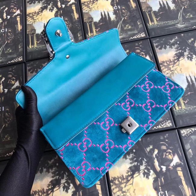 Gucci Dionysus GG velvet small shoulder bag 499623 blue