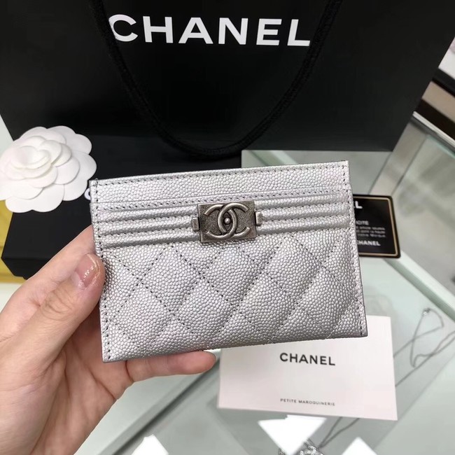 BOY CHANEL Card Holder A84431 silver