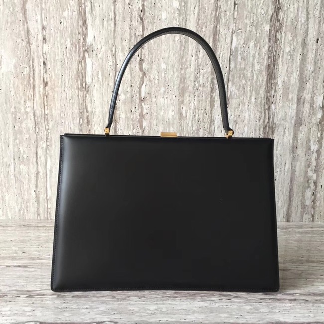 CELINE MEDIUM CLASP HANDBAG IN BOX CALFSKIN WITH PATINA 180923 BLACK