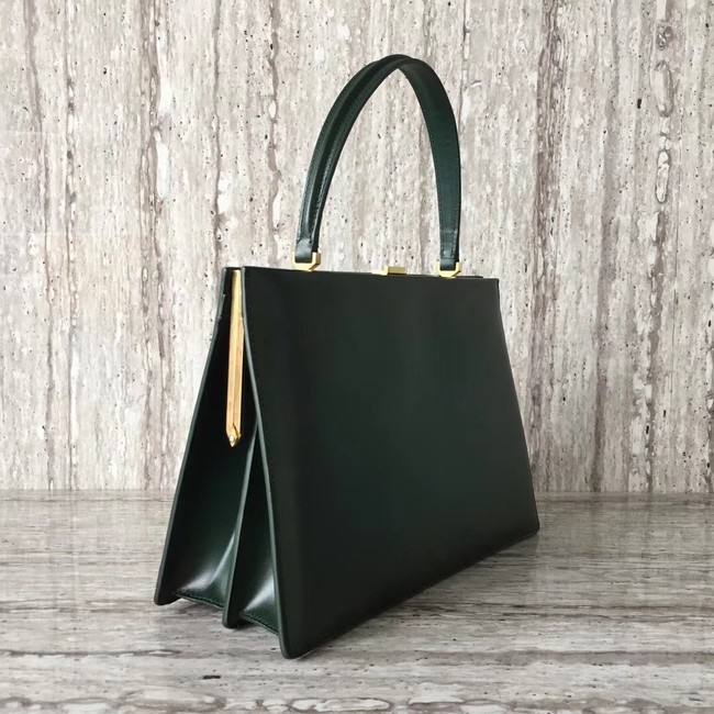 CELINE MEDIUM CLASP HANDBAG IN BOX CALFSKIN WITH PATINA 180923 Blackish green